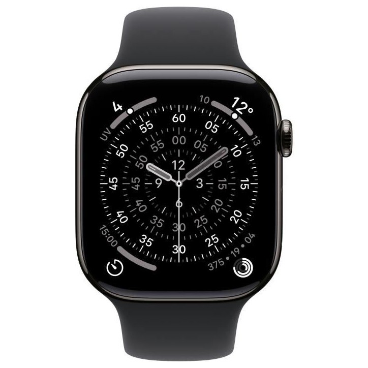 Apple Watch Series 11 GPS + Cellular - 42mm - Boîtier Slate Titanium - Bracelet Black Sport Band - M/L