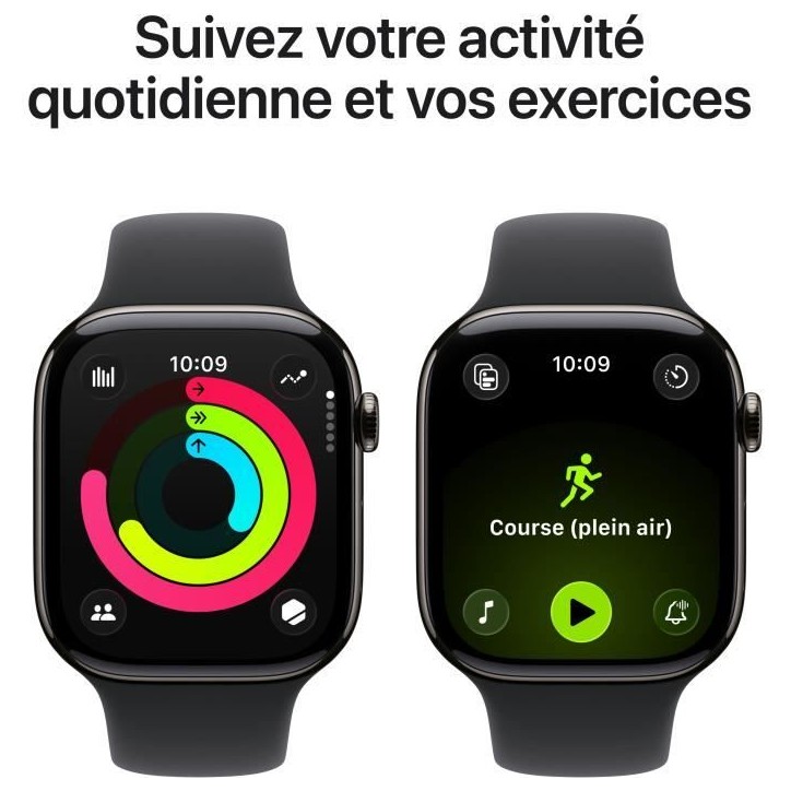 Apple Watch Series 11 GPS + Cellular - 42mm - Boîtier Slate Titanium - Bracelet Black Sport Band - M/L