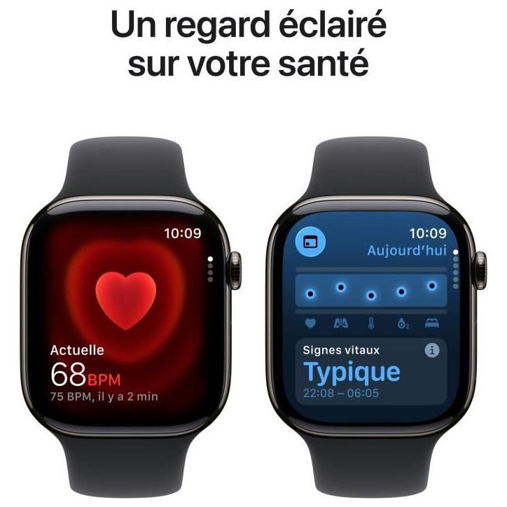 Apple Watch Series 11 GPS + Cellular - 42mm - Boîtier Slate Titanium - Bracelet Black Sport Band - M/L
