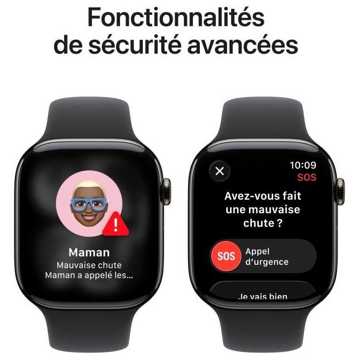 Apple Watch Series 11 GPS + Cellular - 42mm - Boîtier Slate Titanium - Bracelet Black Sport Band - M/L
