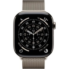 Apple Watch Series 11 GPS + Cellular - 46mm - Boîtier Natural Titanium - Bracelet Natural Milanese Loop - M/L