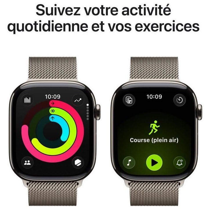 Apple Watch Series 11 GPS + Cellular - 46mm - Boîtier Natural Titanium - Bracelet Natural Milanese Loop - M/L