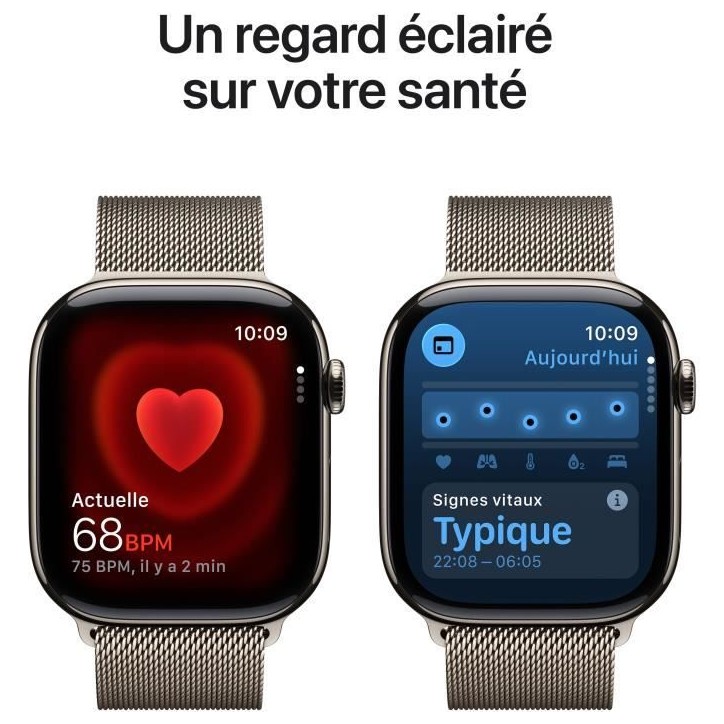 Apple Watch Series 11 GPS + Cellular - 46mm - Boîtier Natural Titanium - Bracelet Natural Milanese Loop - M/L