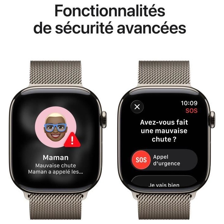 Apple Watch Series 11 GPS + Cellular - 46mm - Boîtier Natural Titanium - Bracelet Natural Milanese Loop - M/L