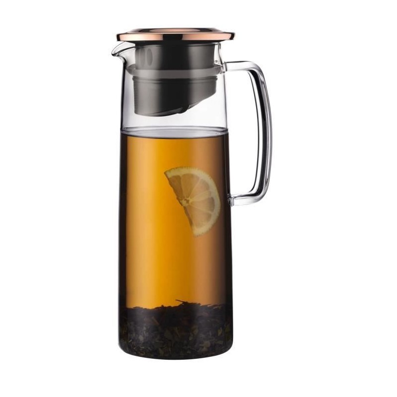 Pichet infuseur en verre - BODUM - Biasca - Couvercle cuivre avec filt Pichet infuseur en verre - BODUM - Biasca - Couvercle cuivre avec filt