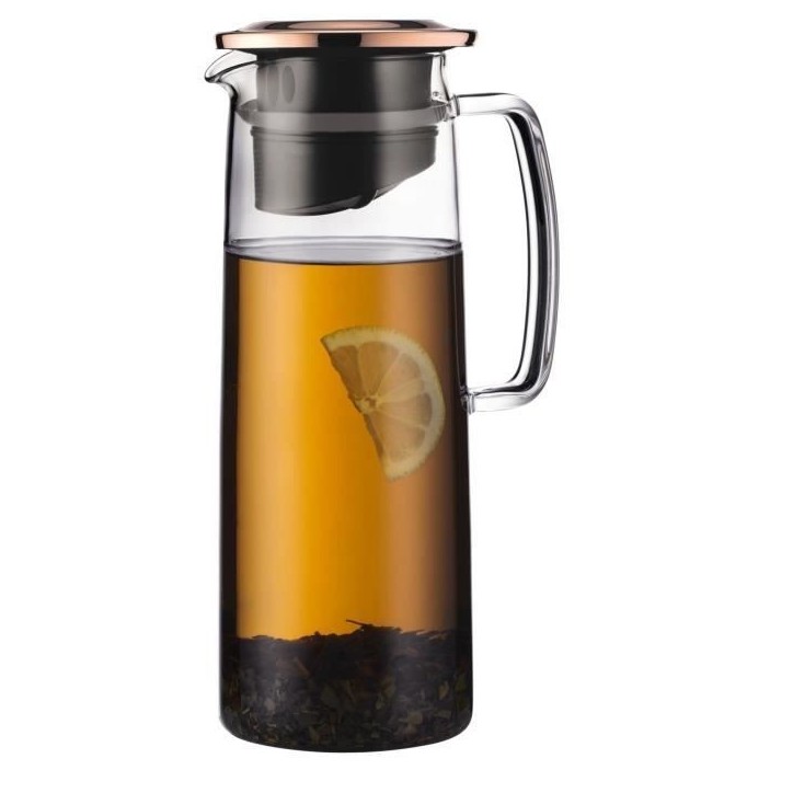 Pichet infuseur en verre - BODUM - Biasca - Couvercle cuivre avec filtre - 1.2 l - Transparent Pichet infuseur en verre - BODUM - Biasca - Couvercle cuivre avec filtre - 1.2 l - Transparent