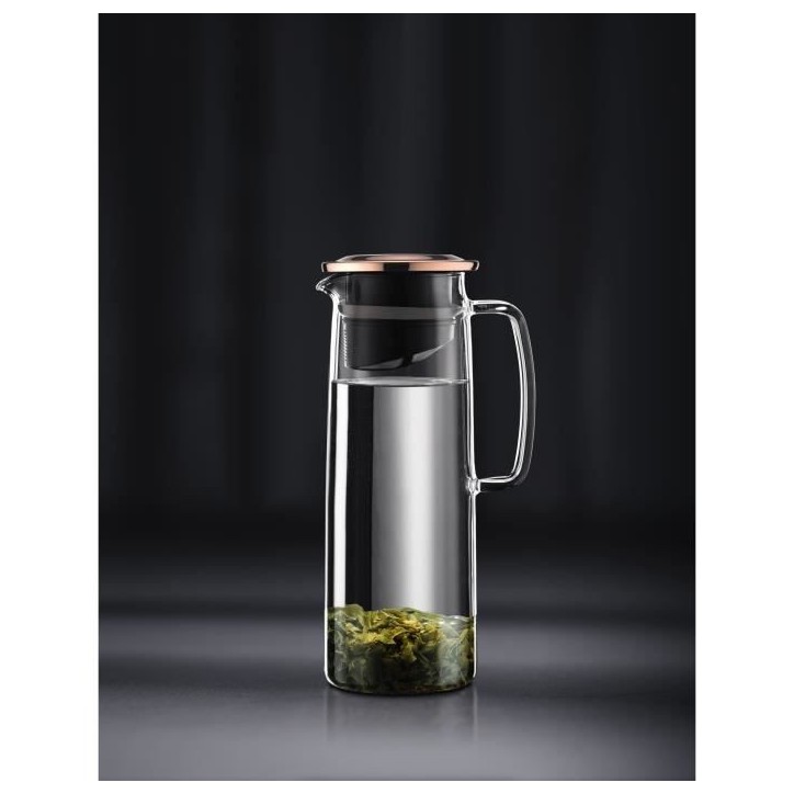 Pichet infuseur en verre - BODUM - Biasca - Couvercle cuivre avec filtre - 1.2 l - Transparent Pichet infuseur en verre - BODUM - Biasca - Couvercle cuivre avec filtre - 1.2 l - Transparent
