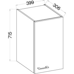 MODENA - Meuble haut - 1 porte - 40 x 31 x 72 cm - Chene artisan / Noi