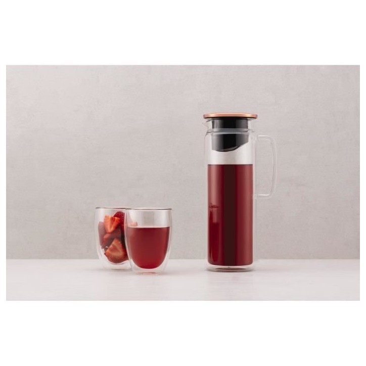Pichet infuseur en verre - BODUM - Biasca - Couvercle cuivre avec filtre - 1.2 l - Transparent Pichet infuseur en verre - BODUM - Biasca - Couvercle cuivre avec filtre - 1.2 l - Transparent