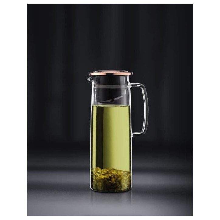 Pichet infuseur en verre - BODUM - Biasca - Couvercle cuivre avec filtre - 1.2 l - Transparent Pichet infuseur en verre - BODUM - Biasca - Couvercle cuivre avec filtre - 1.2 l - Transparent