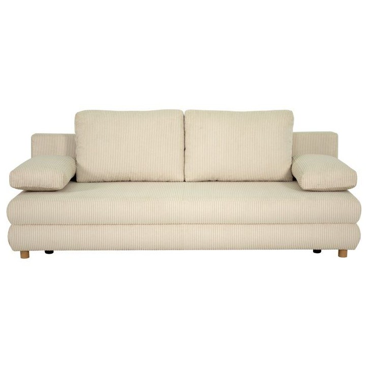 Canapé-lit - 3 places - MONA - Velours côtelé Beige - Avec coffre - 197 x 80,5 x 77 cm Canapé-lit - 3 places - MONA - Velours côtelé Beige - Avec coffre - 197 x 80,5 x 77 cm