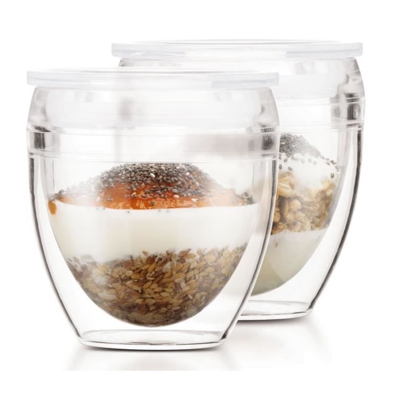 Set 2 gobelets - BODUM - Pavina To Go - Double paroi plastique - Couve