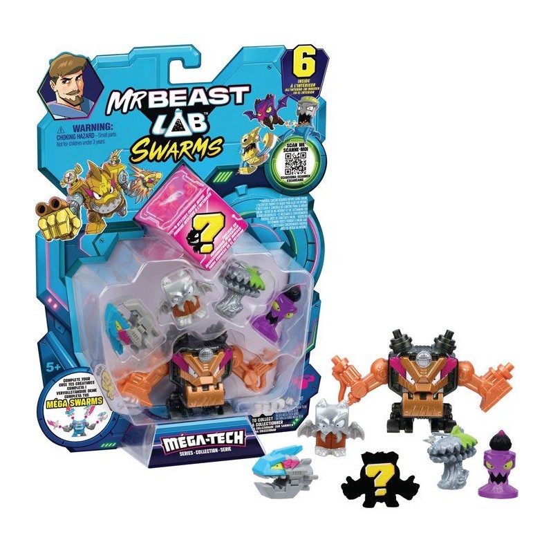 Figurines - MRBEAST LAB - Mega Swarms - Pack de 6 - Méga-Tech - Colle