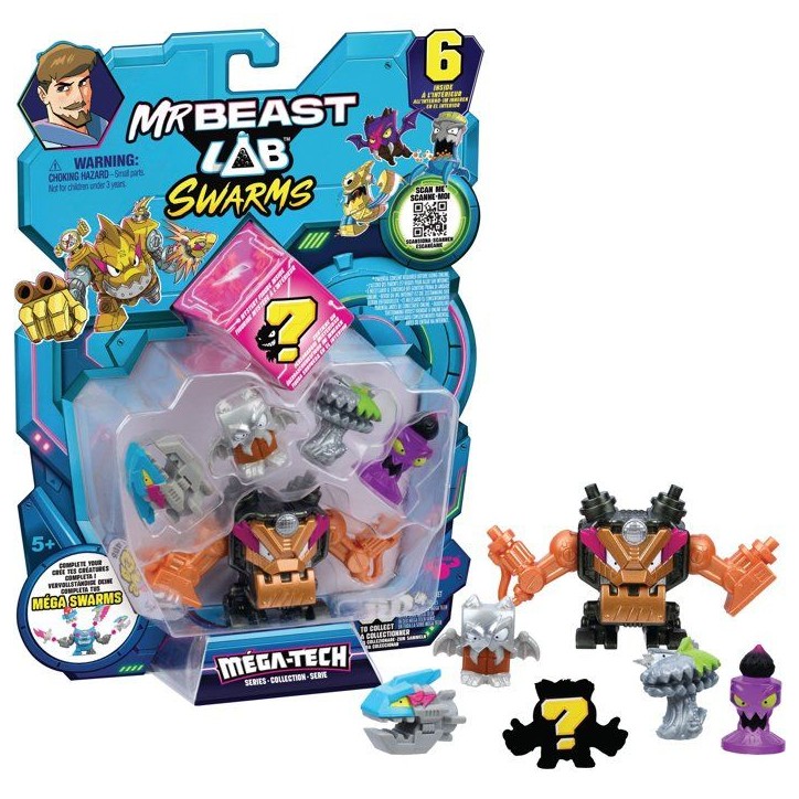 Figurines - MRBEAST LAB - Mega Swarms - Pack de 6 - Méga-Tech - Collection - Modele aléatoire Figurines - MRBEAST LAB - Mega Swarms - Pack de 6 - Méga-Tech - Collection - Modele aléatoire