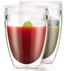Set 2 gobelets BODUM - Pavina To Go - Double paroi plastique - Couverc