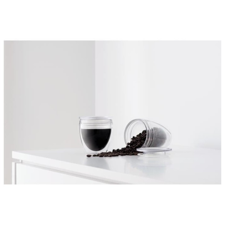 Set 2 gobelets BODUM - Pavina To Go - Double paroi plastique - Couvercle hermétique - 30 cl - Transparent