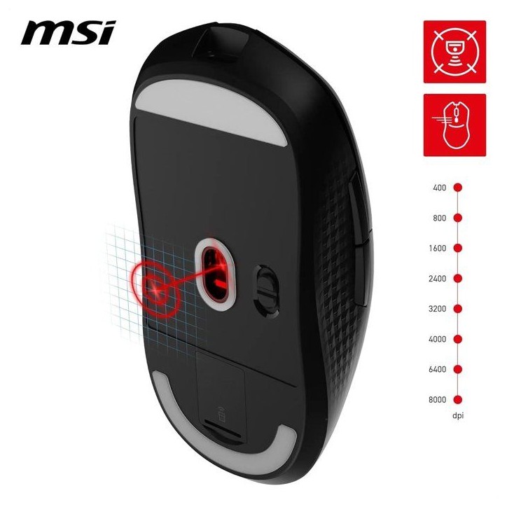 Souris gamer sans fil Bluetooth/2,4 GHz/USB - MSI VERSA 300 Wireless - Noir Souris gamer sans fil Bluetooth/2,4 GHz/USB - MSI VERSA 300 Wireless - Noir