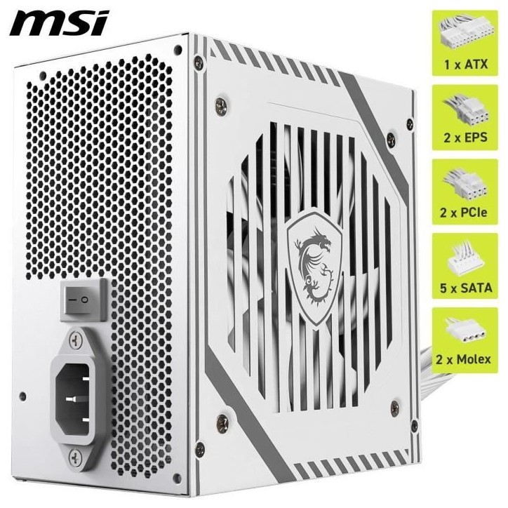 Alimentation PC - MSI - 306-7ZPAX27-HH9 - MAG A650BNL WHITE Alimentation PC - MSI - 306-7ZPAX27-HH9 - MAG A650BNL WHITE