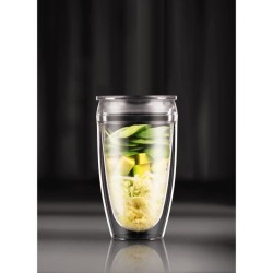 Set 2 gobelets BODUM - Pavina To Go - Double paroi plastique - Couverc