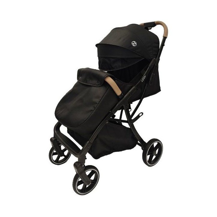 NANIA - Poussette canne compacte - Lexy - Pack complet (protege-jambes + habillage pluie) - 4 roues - Noir