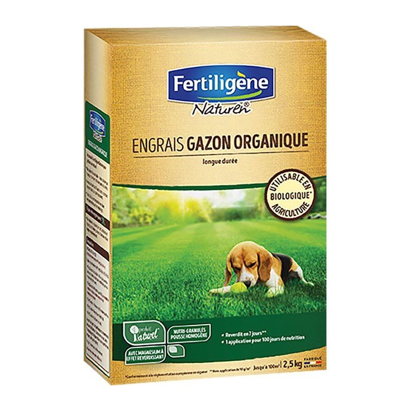 Engrais gazon organique 2.5 kg - FERTILIGENE - NATGAZ1C