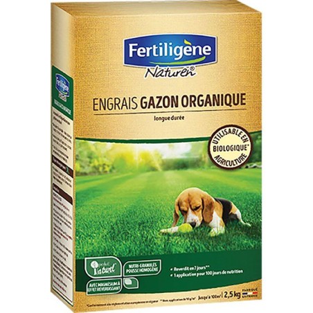 Engrais gazon organique 2.5 kg - FERTILIGENE - NATGAZ1C