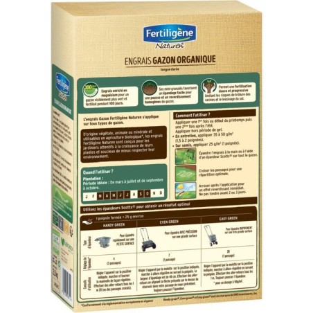 Engrais gazon organique 2.5 kg - FERTILIGENE - NATGAZ1C