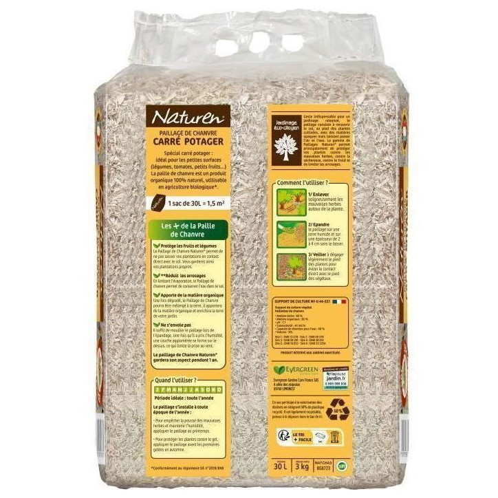 Paillage Carré potager UAB - NATUREN - 30 L - Format adapté carré potager - Empeche la levée des mauvaises herbes - 30 L 1, Paillage Carré potager UAB - NATUREN - 30 L - Format adapté carré potager - Empeche la levée des mauvaises herbes - 30 L 1,