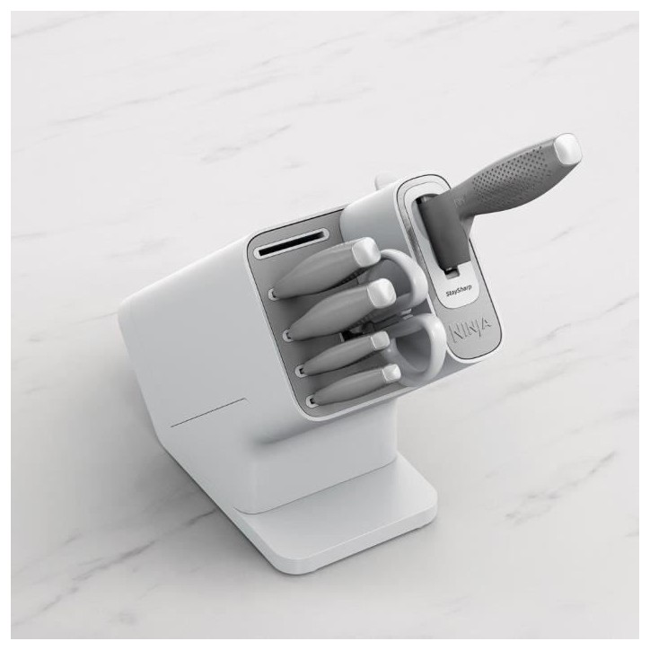 Bloc-couteaux - NINJA FOODI - StaySharp K62006EUWH - Avec affûteur - Ensemble de couteaux - 6 pieces aiguisées - Blanc Bloc-couteaux - NINJA FOODI - StaySharp K62006EUWH - Avec affûteur - Ensemble de couteaux - 6 pieces aiguisées - Blanc