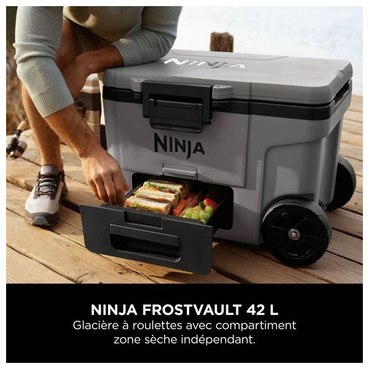 Glaciere roulante NINJA FrostVault 42 L - zone seche réfrigérée - gris ardoise - FB245EUGY Glaciere roulante NINJA FrostVault 42 L - zone seche réfrigérée - gris ardoise - FB245EUGY