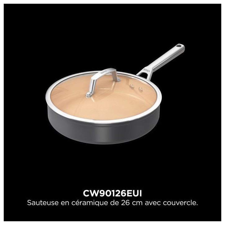 Sauteuse en céramique - Ninja - ExtendedLife CW90126EUI - 26 cm - Sans PFAS ni PFOA - Cuisson saine - Garantie 5 ans Sauteuse en céramique - Ninja - ExtendedLife CW90126EUI - 26 cm - Sans PFAS ni PFOA - Cuisson saine - Garantie 5 ans