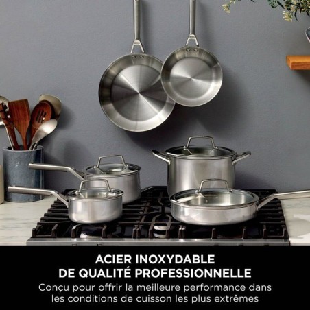 Sauteuse 26cm inox - Ninja EverClad - C90126EUI - construction 3 couches inox 18/10 - tous feux dont induction