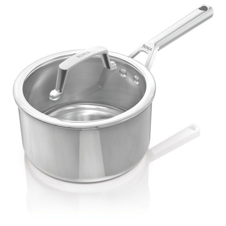 Casserole 18cm inox - Ninja EverClad - C90218EUI - 3 couches inox 18/10 - tous feux induction - four 300°C - couvercle verre tr Casserole 18cm inox - Ninja EverClad - C90218EUI - 3 couches inox 18/10 - tous feux induction - four 300°C - couvercle verre tr