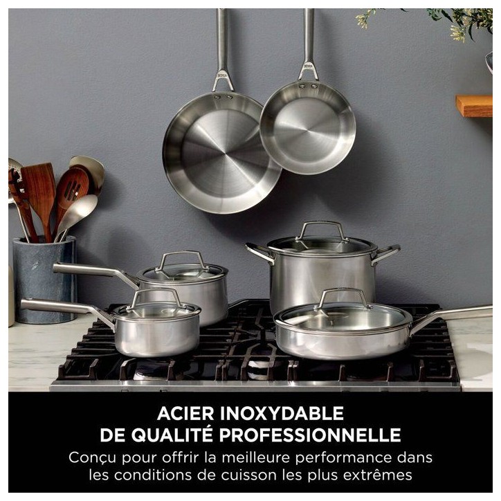 Poele 24cm inox - Ninja EverClad - C90024EUI - 3 couches inox 18/10 - tous feux induction - four 300°C Poele 24cm inox - Ninja EverClad - C90024EUI - 3 couches inox 18/10 - tous feux induction - four 300°C