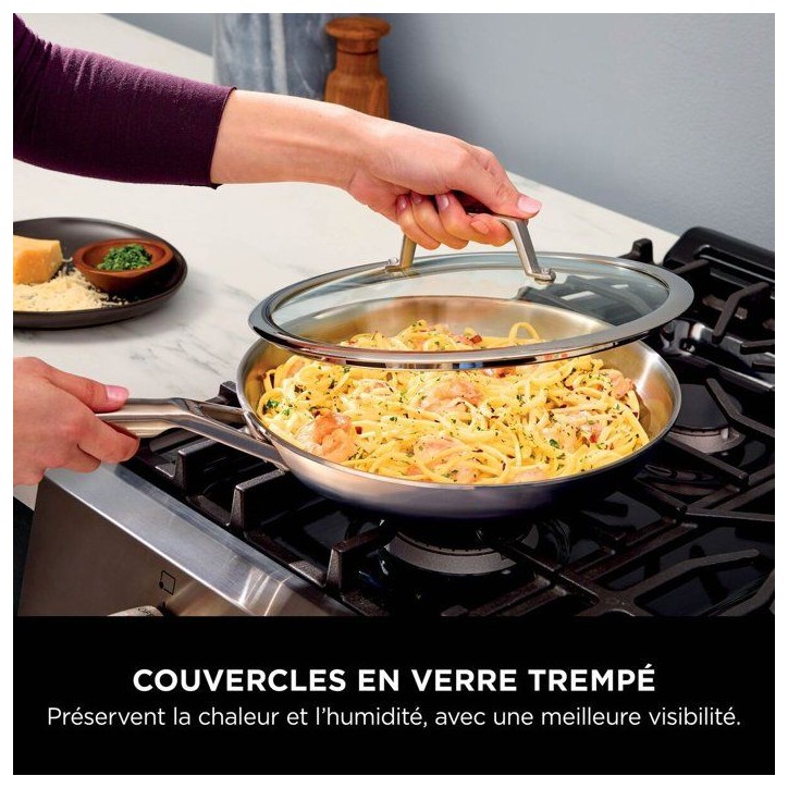 Poele 24cm inox - Ninja EverClad - C90024EUI - 3 couches inox 18/10 - tous feux induction - four 300°C Poele 24cm inox - Ninja EverClad - C90024EUI - 3 couches inox 18/10 - tous feux induction - four 300°C