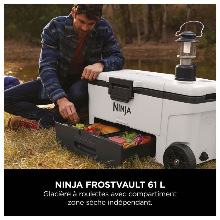 Glaciere roulante NINJA FrostVault 61 L - zone seche - blanc - FB265EUUKWH