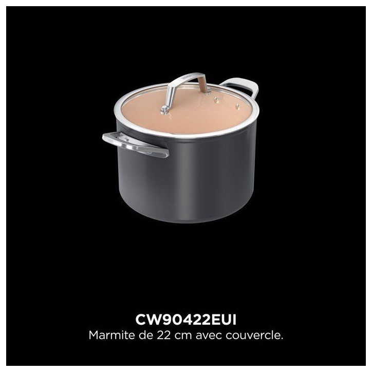 Marmite en céramique - Ninja - ExtendedLife CW90422EUI - 22 cm avec couvercle - Sans PFAS ni PFOA - Garantie 5 ans