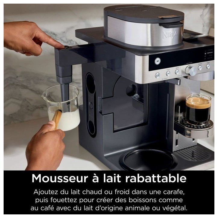 Machine a café 2en1 filtre et capsules NINJA Prestige - CFN802EU - Buse a lait intégrée - 1550W Machine a café 2en1 filtre et capsules NINJA Prestige - CFN802EU - Buse a lait intégrée - 1550W