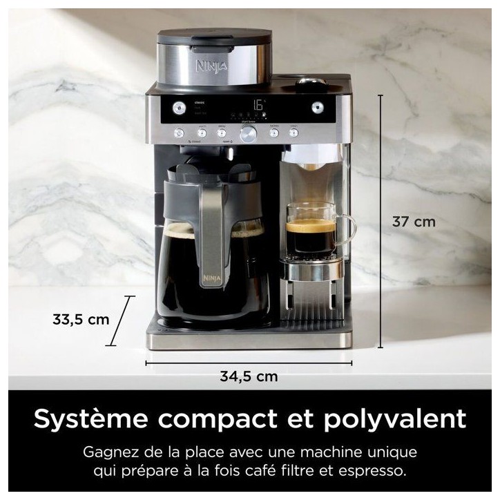 Machine a café 2en1 filtre et capsules NINJA Prestige - CFN802EU - Buse a lait intégrée - 1550W Machine a café 2en1 filtre et capsules NINJA Prestige - CFN802EU - Buse a lait intégrée - 1550W