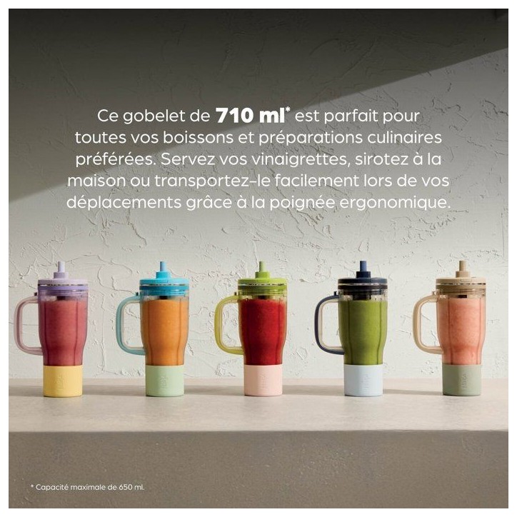 Blender - NINJA - BlendBoss DB351EUST - 1200 W - 3 programmes - Gobelet 760 ml avec poignée - Sans BPA - Minéral