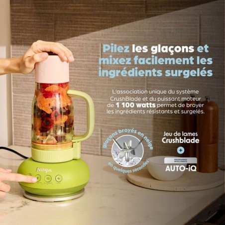Blender - NINJA - BlendBoss DB351EUBL - 1200 W - 3 programmes - Gobelet 760 ml avec poignée - Sans BPA - Framboise bleue