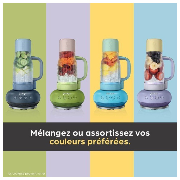 Blender - NINJA - BlendBoss DB351EUBL - 1200 W - 3 programmes - Gobelet 760 ml avec poignée - Sans BPA - Framboise bleue