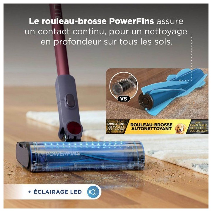 Aspirateur balai sans fil Shark PowerLite BU1621EU, léger - capteur FloorDetect - brosse PowerFins - 40 min d'autonomie