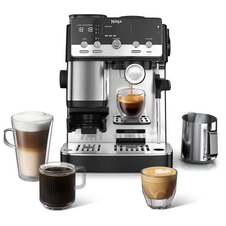 Machine a café compacte 2 en 1 NINJA Luxe - ES301EU - BaristaAssist, espresso et filtre - Noir & Inox