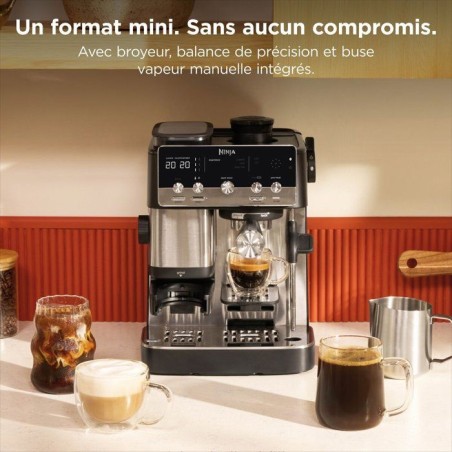 Machine a café compacte 2 en 1 NINJA Luxe - ES301EU - BaristaAssist, espresso et filtre - Noir & Inox