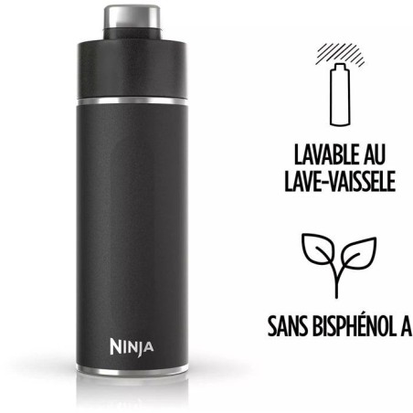 Gourde isotherme Thirsti - NINJA - Noir - 530 ml - Acier inoxydable