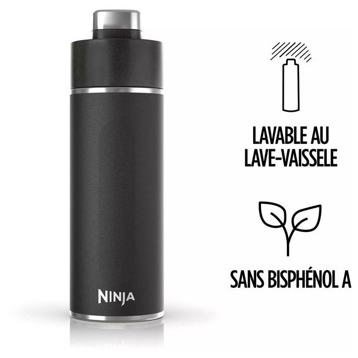 Gourde isotherme Thirsti - NINJA - Noir - 530 ml - Acier inoxydable