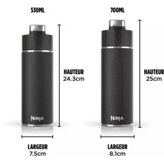 Gourde isotherme Thirsti - NINJA - Noir - 530 ml - Acier inoxydable