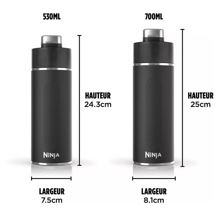 Gourde isotherme Thirsti - NINJA - Noir - 530 ml - Acier inoxydable