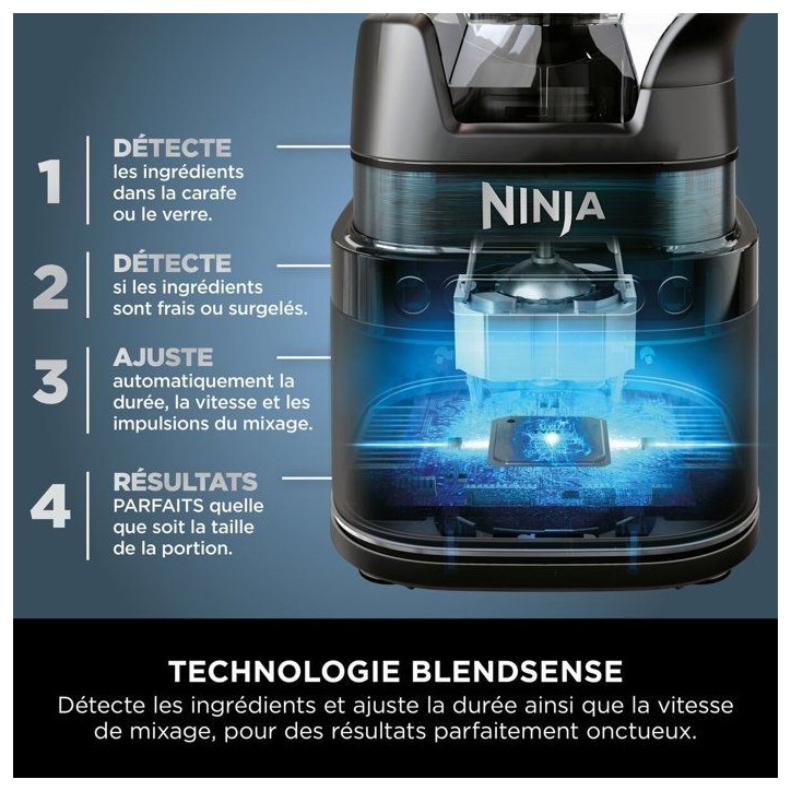 Mixeur Ninja Detect Power 3-en-1 TB401EU - 1200W - 20 modes - Bol 2L - Gobelet 680ml - Noir Mixeur Ninja Detect Power 3-en-1 TB401EU - 1200W - 20 modes - Bol 2L - Gobelet 680ml - Noir